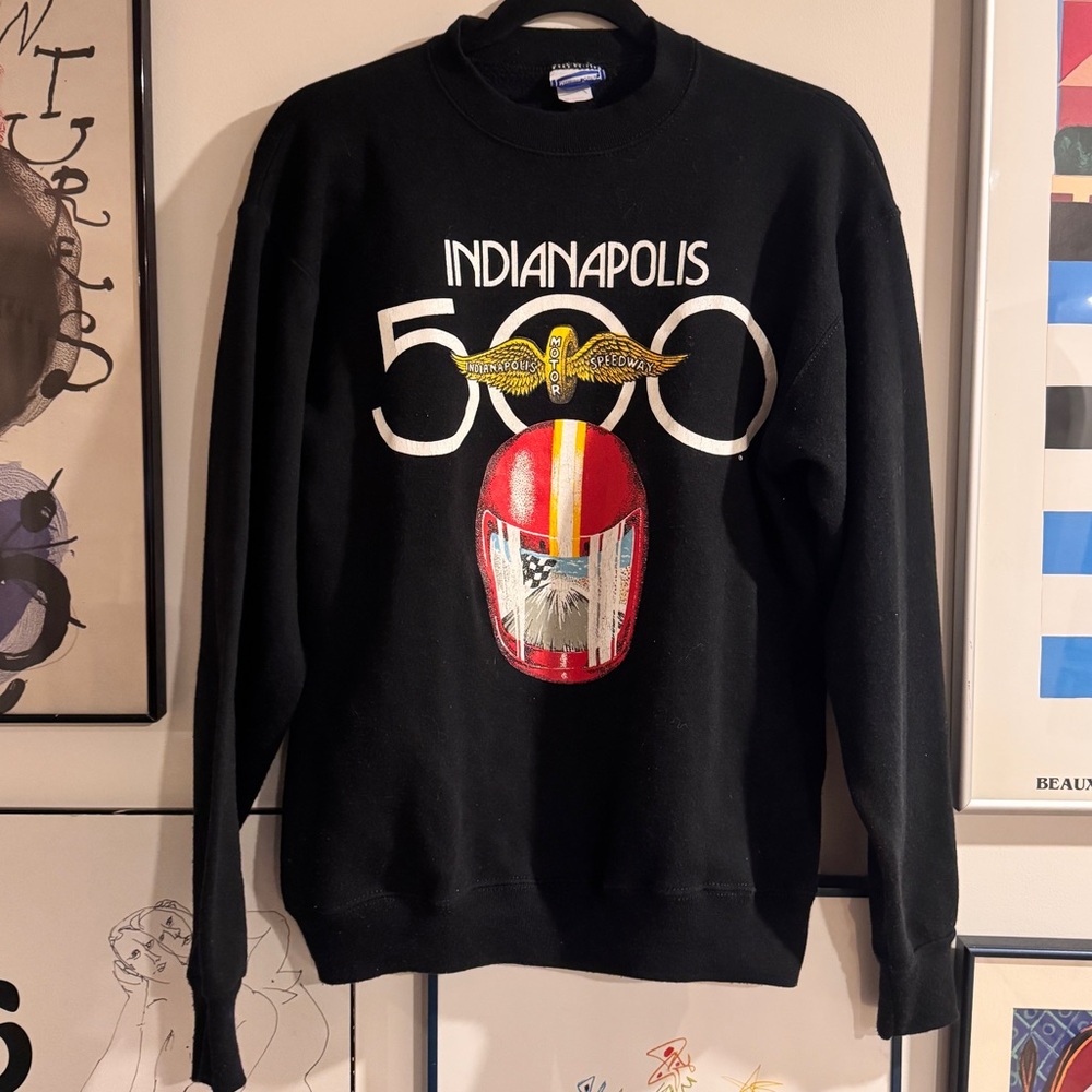 Vintage Indie 500 Black crew neck Sweater - size M - made in USA